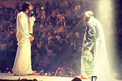 Kanye on stage with 'Jesus'