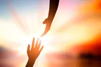 Hand reaching down from heaven