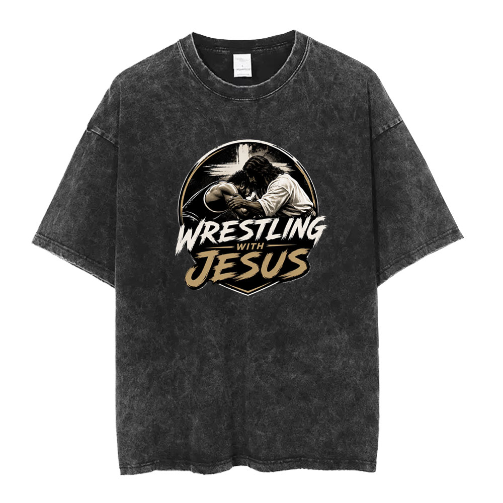 Wrestling With Jesus Snow Washed Oversized T-Shirt